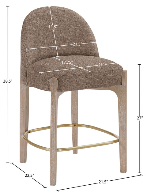 Hadley Brown Fabric Upholstered Counter Stool, 2-Piece (Style 3)