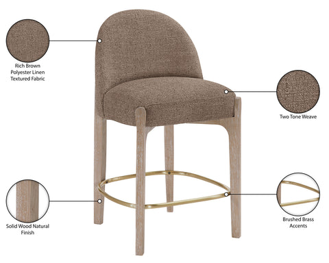 Hadley Brown Fabric Upholstered Counter Stool, 2-Piece (Style 3)
