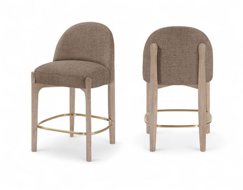 Hadley Brown Fabric Upholstered Counter Stool, 2-Piece (Style 3)