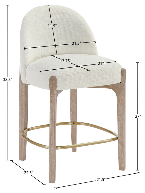 Hadley Cream Fabric Upholstered Counter Stool, 2-Piece (Style 4)