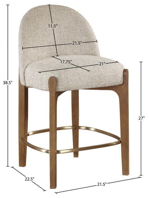 Hadley Beige Fabric Upholstered Counter Stool, 2-Piece (Style 5)