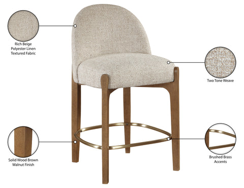 Hadley Beige Fabric Upholstered Counter Stool, 2-Piece (Style 5)