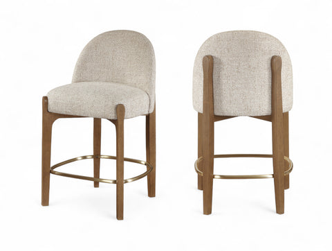 Hadley Beige Fabric Upholstered Counter Stool, 2-Piece (Style 5)