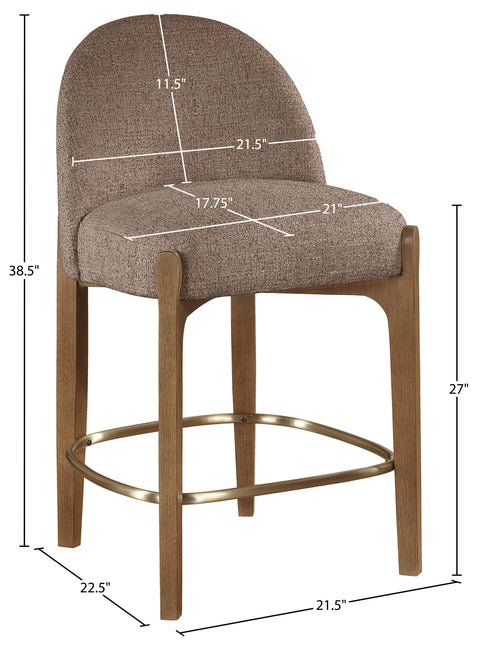 Hadley Brown Fabric Upholstered Counter Stool, 2-Piece (Style 4)