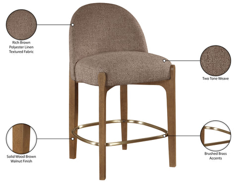 Hadley Brown Fabric Upholstered Counter Stool, 2-Piece (Style 4)