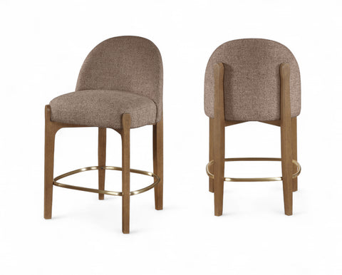 Hadley Brown Fabric Upholstered Counter Stool, 2-Piece (Style 4)