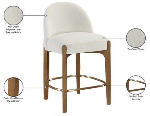 Hadley Cream Fabric Upholstered Counter Stool, 2-Piece (Style 5)