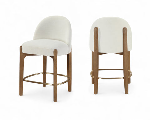 Hadley Cream Fabric Upholstered Counter Stool, 2-Piece (Style 5)