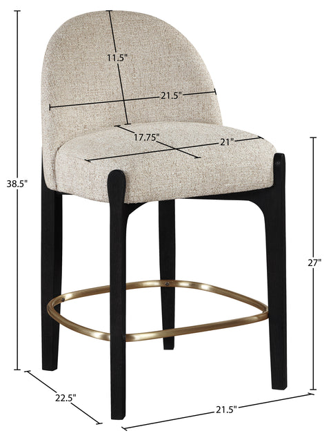 Hadley Beige Fabric Upholstered Counter Stool, 2-Piece (Style 6)