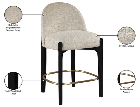 Hadley Beige Fabric Upholstered Counter Stool, 2-Piece (Style 6)