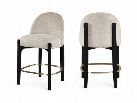 Hadley Beige Fabric Upholstered Counter Stool, 2-Piece (Style 6)