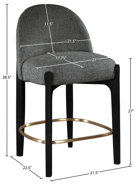 Hadley Black Fabric Upholstered Counter Stool, 2-Piece (Style 2)
