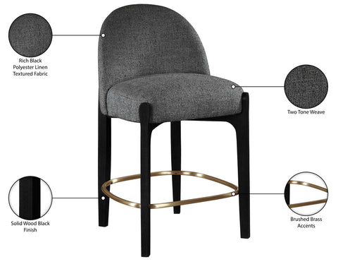 Hadley Black Fabric Upholstered Counter Stool, 2-Piece (Style 2)