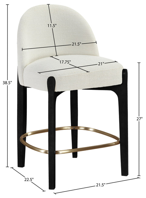 Hadley Cream Fabric Upholstered Counter Stool, 2-Piece (Style 6)