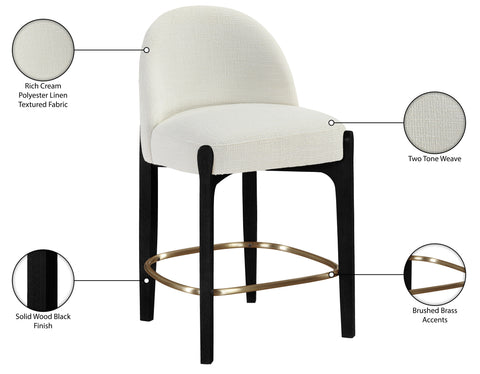 Hadley Cream Fabric Upholstered Counter Stool, 2-Piece (Style 6)
