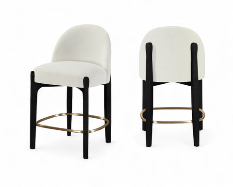 Hadley Cream Fabric Upholstered Counter Stool, 2-Piece (Style 6)