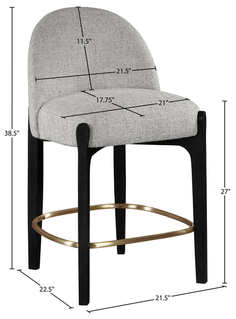 Hadley Grey Fabric Upholstered Counter Stool, 2-Piece (Style 2)