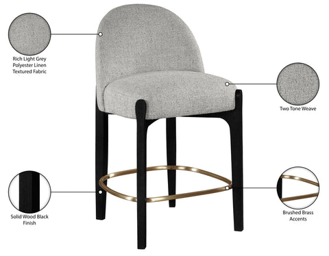 Hadley Grey Fabric Upholstered Counter Stool, 2-Piece (Style 2)