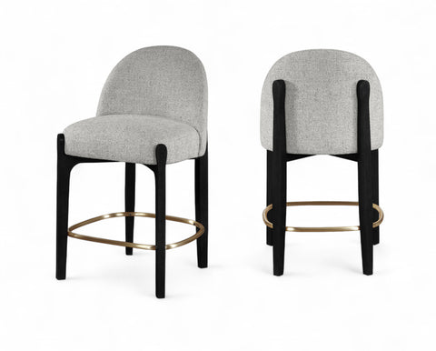Hadley Grey Fabric Upholstered Counter Stool, 2-Piece (Style 2)