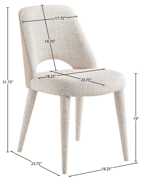 Veda Beige Fabric Upholstered Dining Chair, 2-Piece