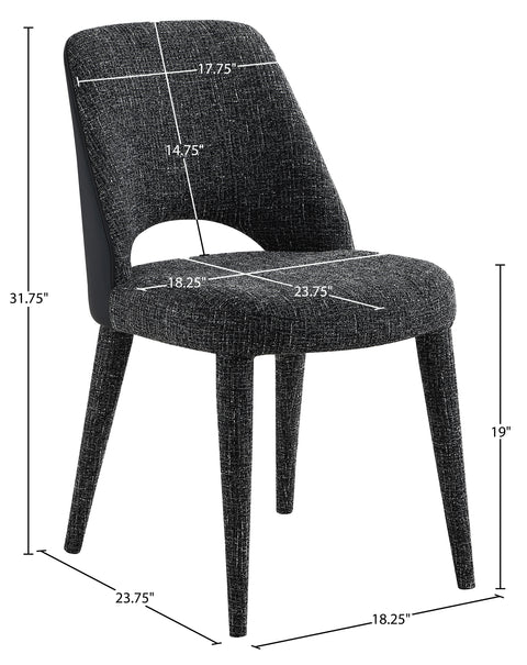 Veda Black Fabric Upholstered Dining Chair, 2-Piece