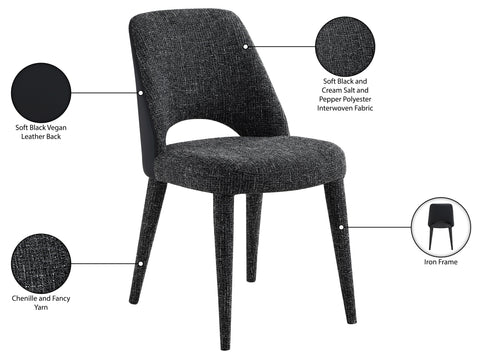 Veda Black Fabric Upholstered Dining Chair, 2-Piece