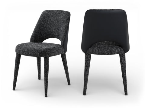 Veda Black Fabric Upholstered Dining Chair, 2-Piece