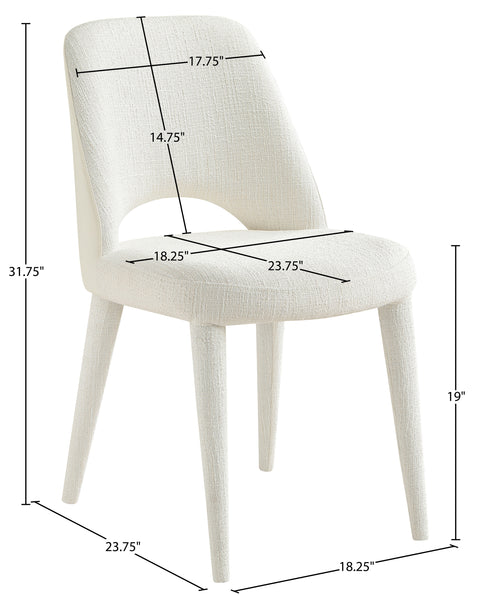 Veda Cream Fabric Upholstered Dining Chair, 2-Piece
