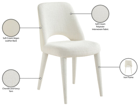 Veda Cream Fabric Upholstered Dining Chair, 2-Piece