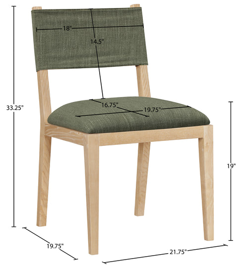 Mira Olive Linen Textured Performance Fabric Upholstered Dining Side Chair, 2-Piece