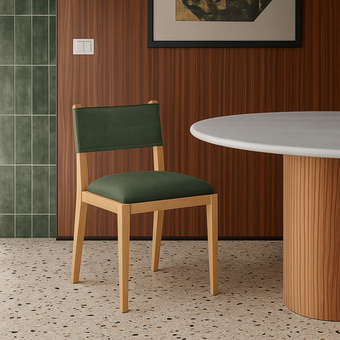 Mira Olive Linen Textured Performance Fabric Upholstered Dining Side Chair, 2-Piece