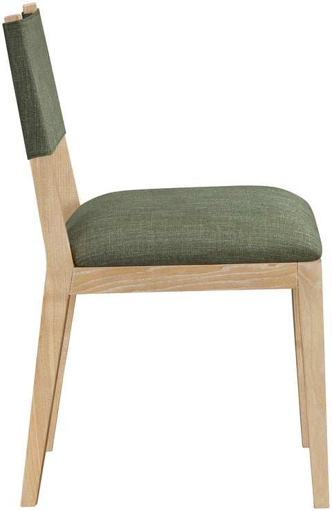 Mira Olive Linen Textured Performance Fabric Upholstered Dining Side Chair, 2-Piece