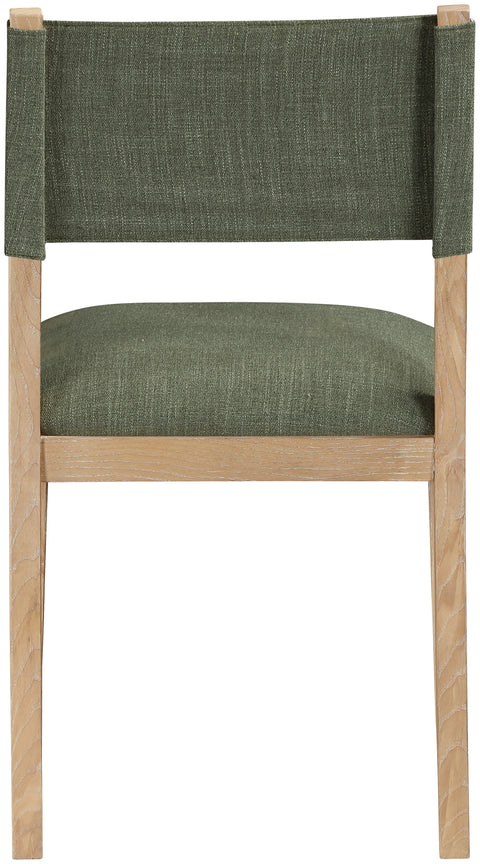Mira Olive Linen Textured Performance Fabric Upholstered Dining Side Chair, 2-Piece