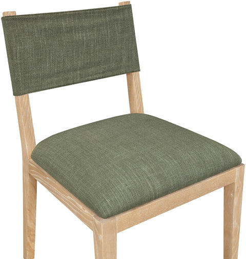 Mira Olive Linen Textured Performance Fabric Upholstered Dining Side Chair, 2-Piece