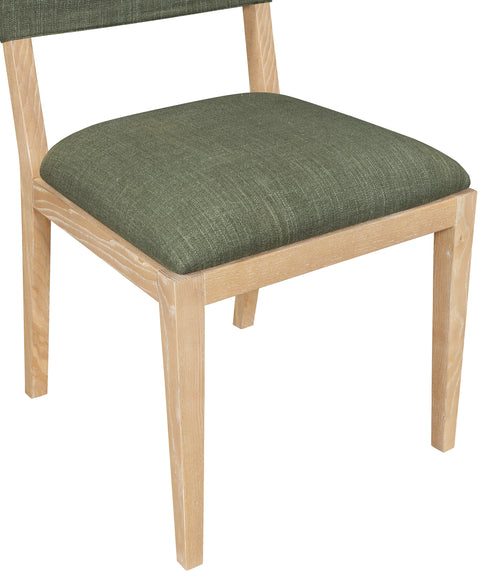 Mira Olive Linen Textured Performance Fabric Upholstered Dining Side Chair, 2-Piece