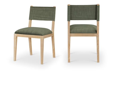 Mira Olive Linen Textured Performance Fabric Upholstered Dining Side Chair, 2-Piece