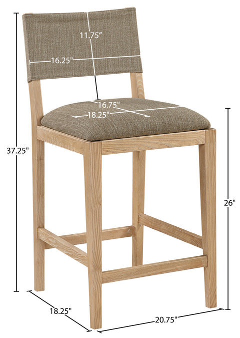 Mira Brown Linen Textured Performance Fabric Upholstered Counter Stool, 1 Piece