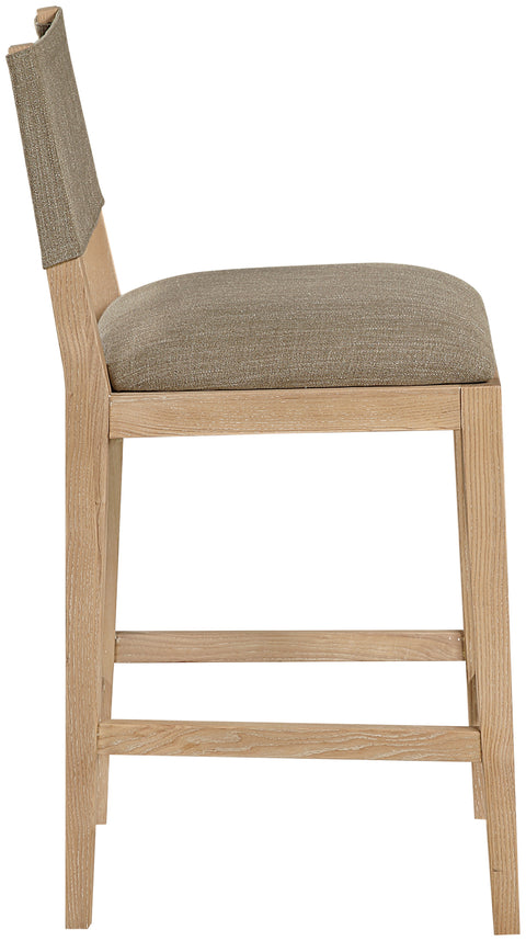 Mira Brown Linen Textured Performance Fabric Upholstered Counter Stool, 1 Piece