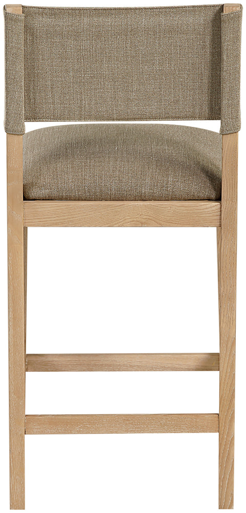 Mira Brown Linen Textured Performance Fabric Upholstered Counter Stool, 1 Piece