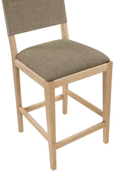 Mira Brown Linen Textured Performance Fabric Upholstered Counter Stool, 1 Piece