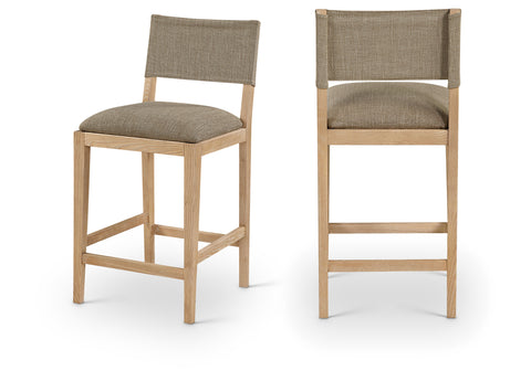 Mira Brown Linen Textured Performance Fabric Upholstered Counter Stool, 1 Piece