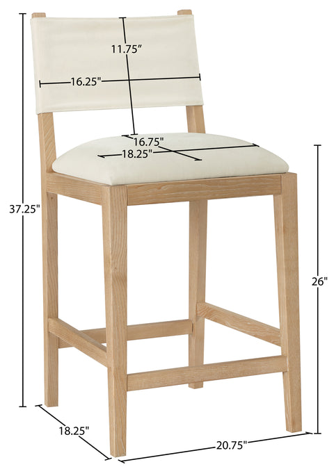 Mira Cream Linen Textured Performance Fabric Upholstered Counter Stool, 1 Piece