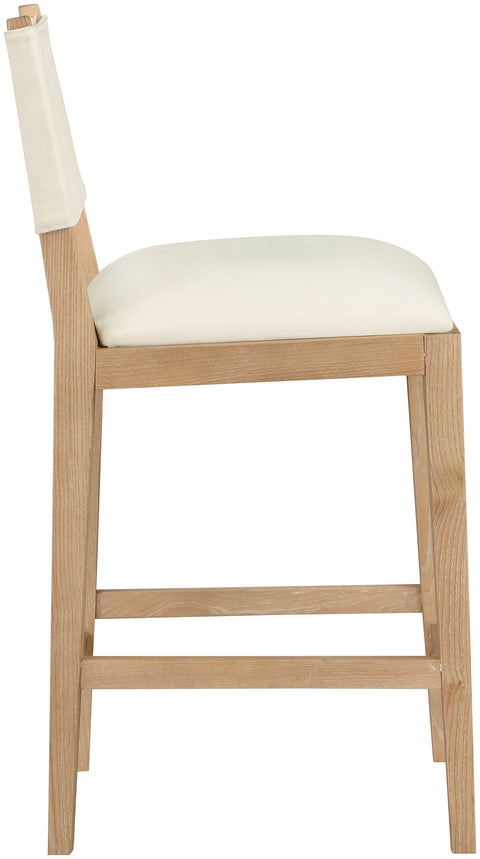 Mira Cream Linen Textured Performance Fabric Upholstered Counter Stool, 1 Piece