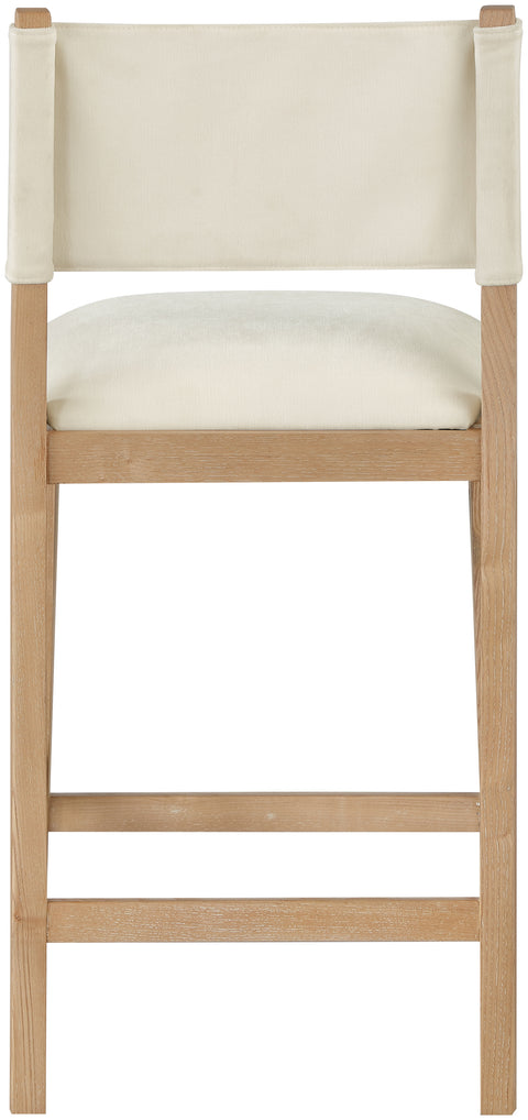 Mira Cream Linen Textured Performance Fabric Upholstered Counter Stool, 1 Piece