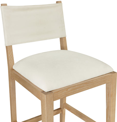 Mira Cream Linen Textured Performance Fabric Upholstered Counter Stool, 1 Piece