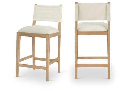 Mira Cream Linen Textured Performance Fabric Upholstered Counter Stool, 1 Piece