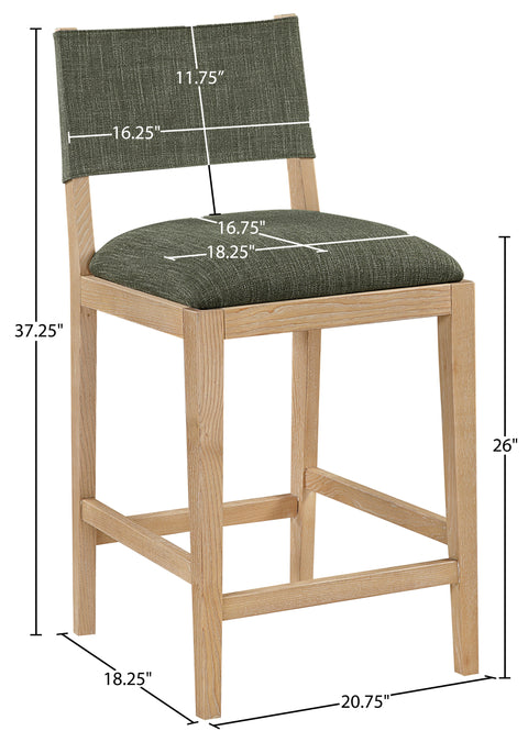 Mira Olive Linen Textured Performance Fabric Upholstered Counter Stool, 1 Piece