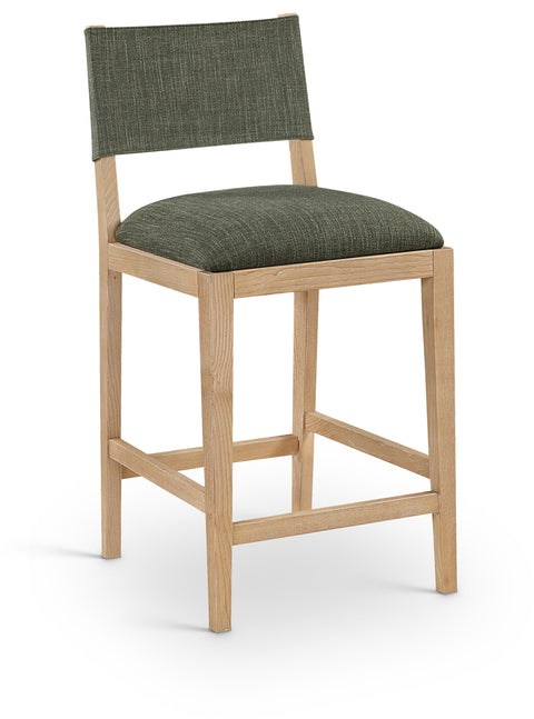 Mira Olive Linen Textured Performance Fabric Upholstered Counter Stool, 1 Piece