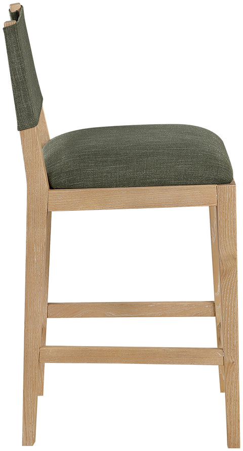 Mira Olive Linen Textured Performance Fabric Upholstered Counter Stool, 1 Piece