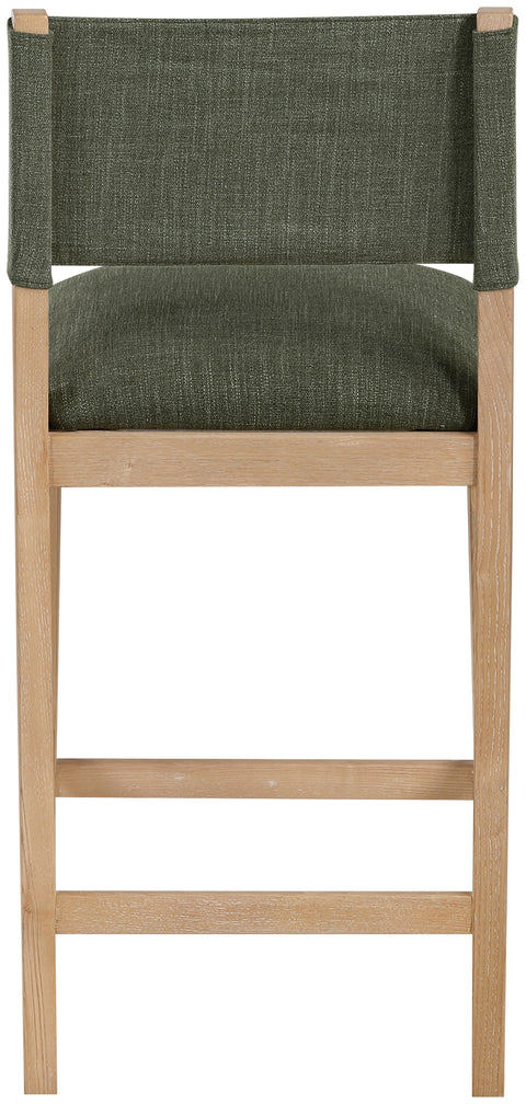 Mira Olive Linen Textured Performance Fabric Upholstered Counter Stool, 1 Piece